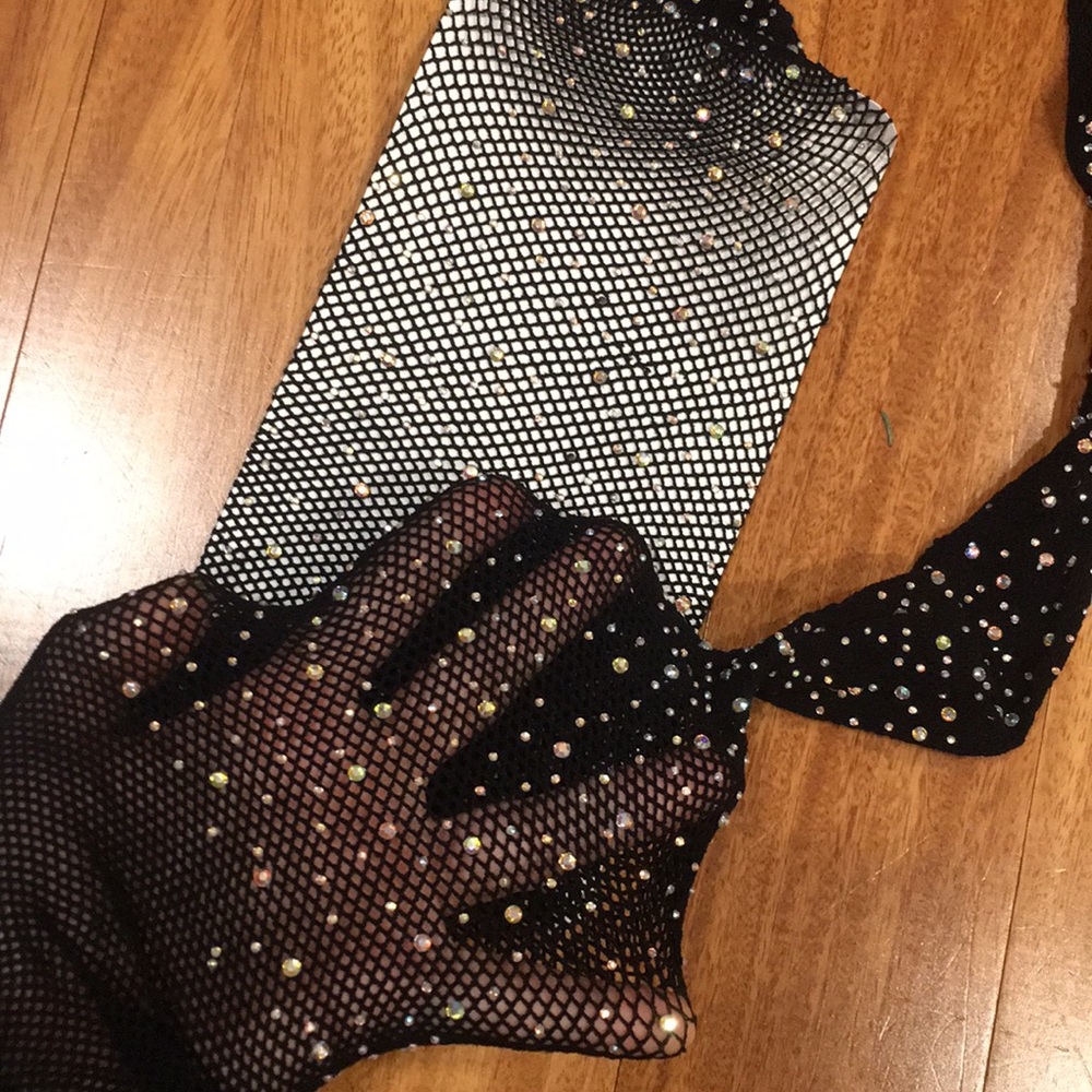 LAST ONE Crystal Fishnet Stockings tights studed - Picture 7 of 8